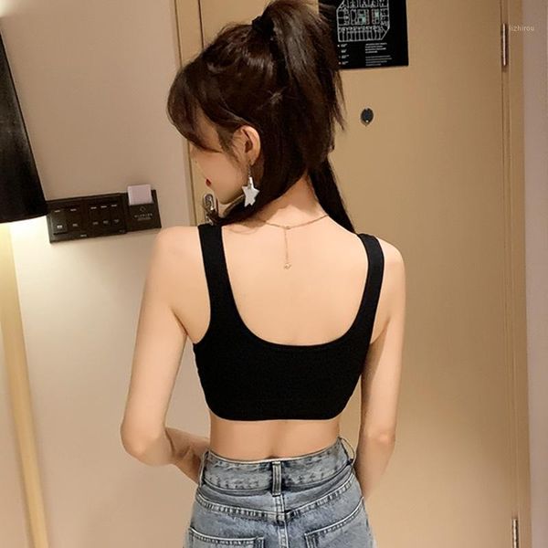 

camisoles & tanks hong kong style chest strap base tube full coverage sports student girl underwear outerwear vest, Black;white
