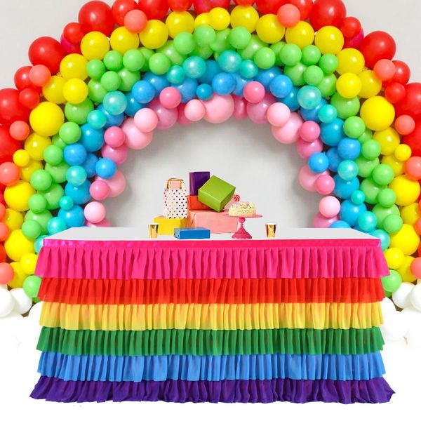 

table skirt multicolor tulle tutu tablecloth 6 tiers el dinner tableware decoration birthday baby shower party