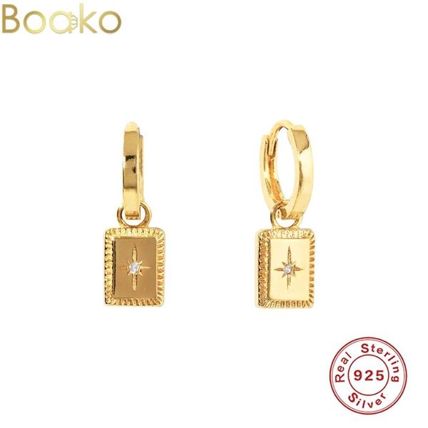 

hoop & huggie boako ins wind geometric stars earrings for women 925 sterling silver piercing huggies jewelry pendientes 2021, Golden;silver
