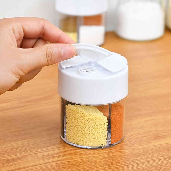 

1pc spice jar seasoning box 4 compartments kitchen spice storage bottle jars transparent pp salt pepper cumin powder box tool