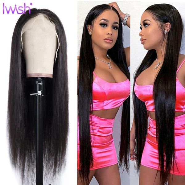 

iwish 13x6 hd lace wig straight for black women front human hair wigs pre plucked 150% brazilian remy wigs1, Black;brown