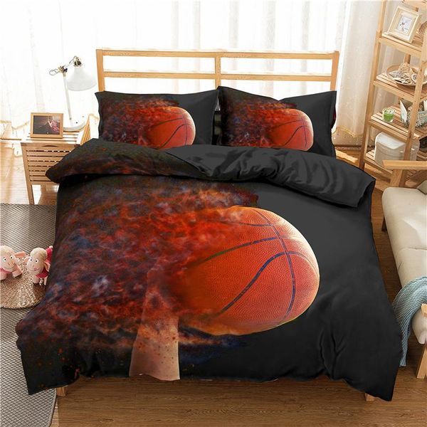 

bedding sets sport football 3d printed boho balls single twin  size lightweight polyester duvet cover for bedroom 2/3pcs