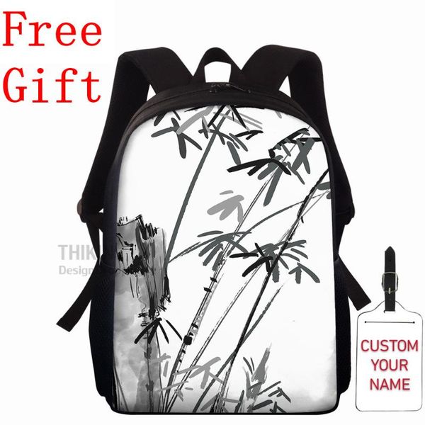 

school bags backpack chinese style ink and wash painting bamboo four gentlemen teenage girls bag travel
