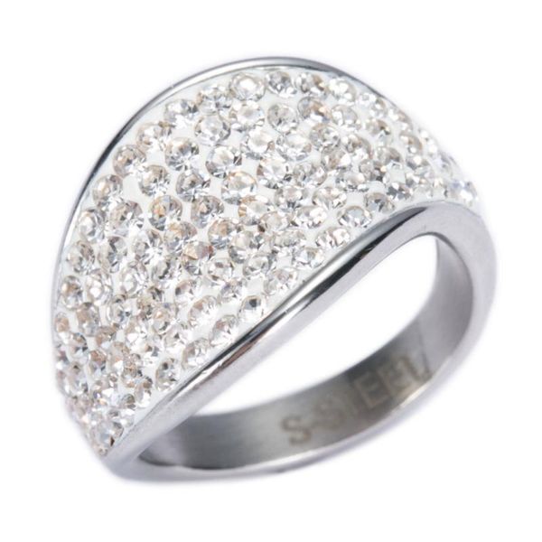 

wedding rings stainless steel jewelry for women bijoux row drilling line party with austrian crystal gift, Slivery;golden