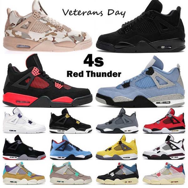 

men women basketball shoes aleali may veterans day jumpman 4s 4 red thunder desert moss taupe haze university blue white oreo black cat bred