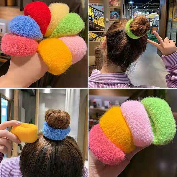 

12pcs/set korean solid color bold towel scrunchie women girls elastic hair rubber bands accessories tie hairs ring rope ornament headdress 0, Slivery;white