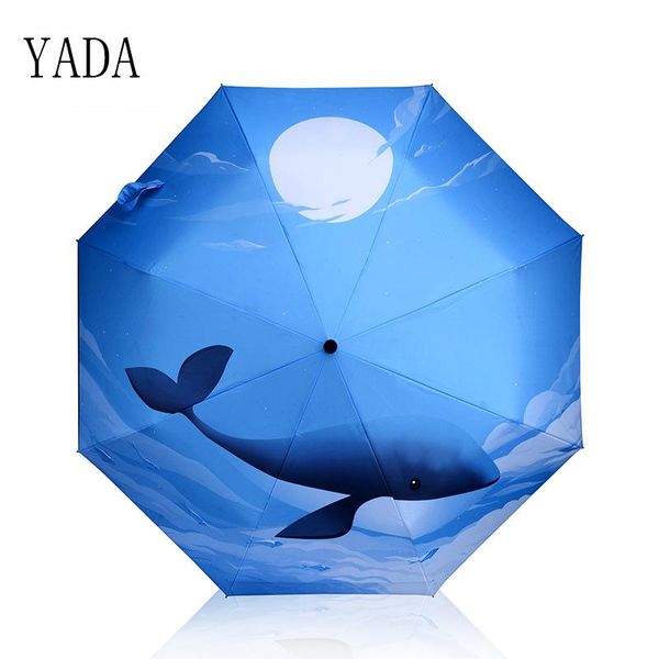 

umbrellas yada blue cartoon sea whale diy umbrella rain women uv summer for womens windproof folding ys104