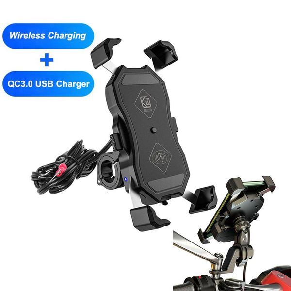 

wireless charger motorcycle phone holder ip66 waterproof with qc3.0 moto bike handlebar review support mount cell mounts & holders
