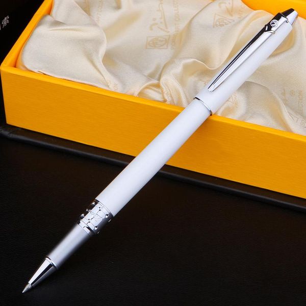 

picasso pimio 605 pure white and silver clip metal roller ball pen with diamond on the ballpoint pens for christmas gift, Blue;orange