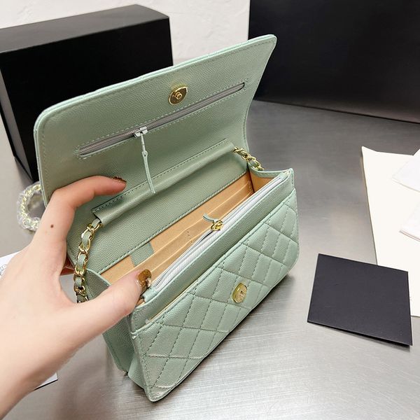 

2022ss classic mini flap caviar wallet purse bags calfskin phone card holder multi pochette two-tone ghw matelasse crossbody shoulder design, Red;black