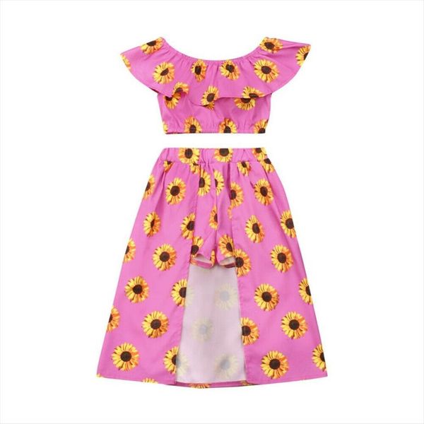 

toddler kids baby girl 1 6y clothes sets sunflower crop shorts skirts 2pcs outfits set, White