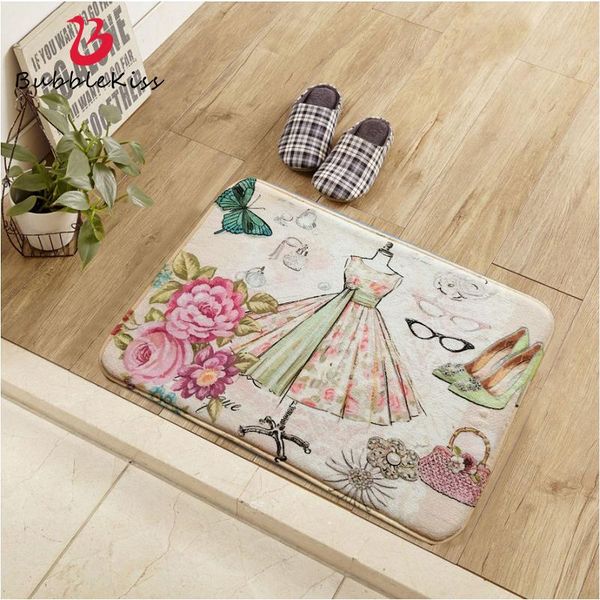 

carpets bubble kiss nordic style polyester carpet retro flower design rugs for bedroom double-layer non-slip entry mat