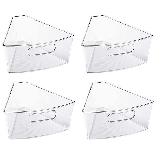 

cabinet organizer with handle,bpa durable plastic transparent kitchen storage bins