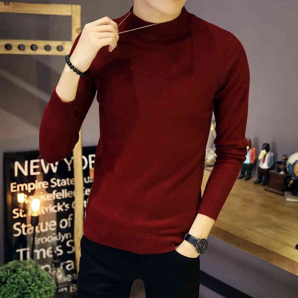 

men's sweaters long sleeved sweater, round neck knitted orange red solid color, fashion, autumn, 2021, White;black
