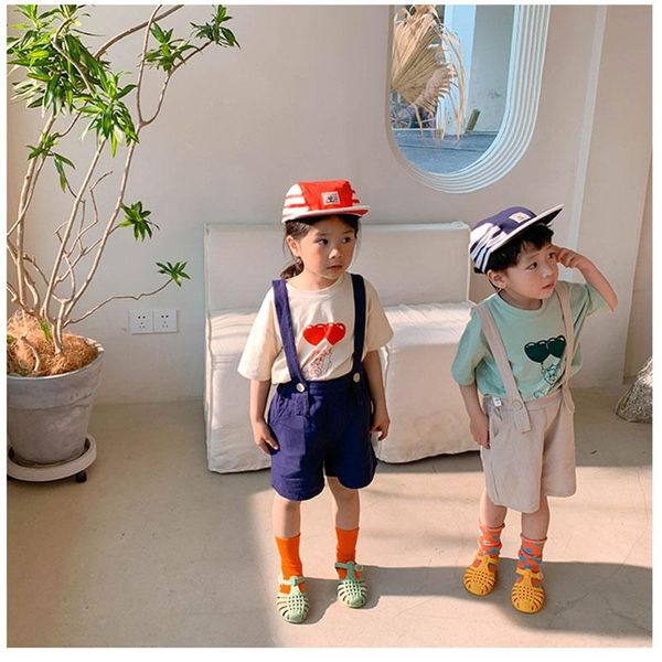 

summer kids clothes solid casual loose overalls jumpsuits, Blue