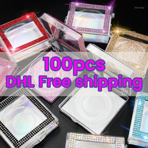 

100pcs eyelash packaging box factory wholesale square diamond false mink eyelashes boxes case1