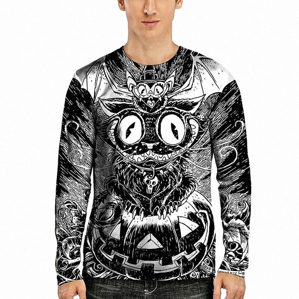 

men's tee t shirt 3d print graphic character bat round neck casual daily 3d print long sleeve casual fashion designer comfortable blac, White;black