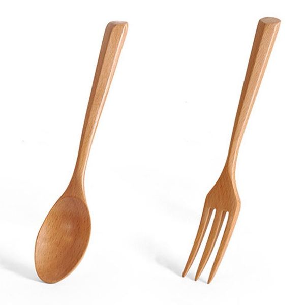 

spoons 6 pcs solid wood kitchen tableware dinnerware flatware healthy and reusable wooden cutlery
