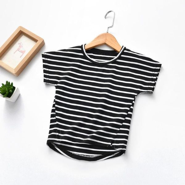 

t-shirts girls' striped short sleeves modal cotton baby sleeve children's half bottoming shirt boys t-shirt summer, Blue