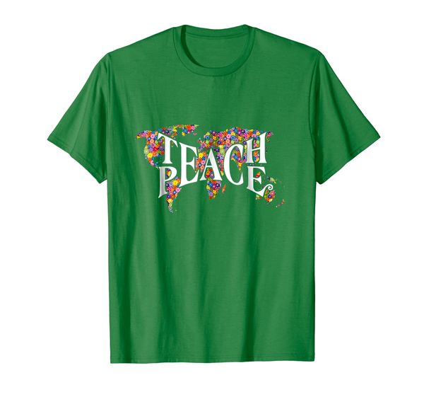 

teach peace symbolic words sign tshirt daisy flower t shirt, White;black