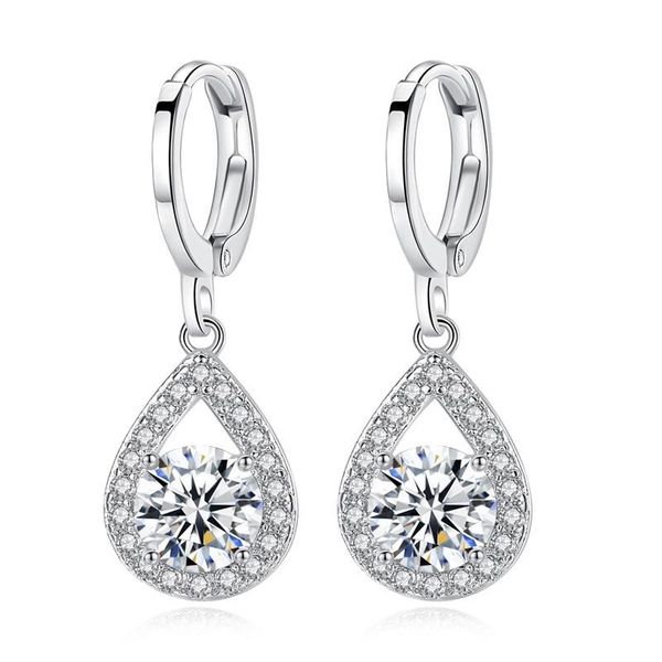 

dangle & chandelier utimtree fshion water drop design earrings cubic zircon earring for women boucle d'oreille pendientes mujer, Silver