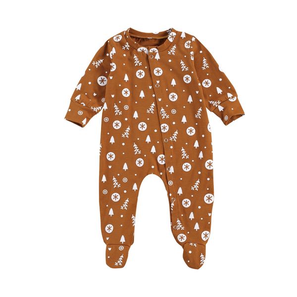 

autumn newborn baby girls boys footie print long sleeve single breasted lovely warm outfits 0-6m, White