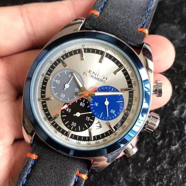 

wristwatches fashion six needle belt calendar multifunctional leisure sapphire blue sports quartz watch box, Slivery;brown