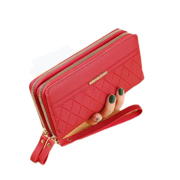

tassel coin purse card holder wallet females pu leather clutch money bag leathers bags long womens leather cute print wallets, Red;black