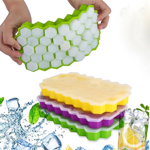 Stampo per cubetti di ghiaccio a nido d'ape a 37 fori Stampi in silicone flessibile per uso alimentare per accessori da cucina per cocktail di whisky