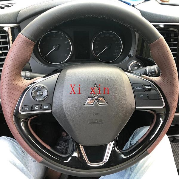 

steering wheel covers for mitsubishi lancer outlander asx eclipse diy custom leather hand-sewn special cover car interior accessories