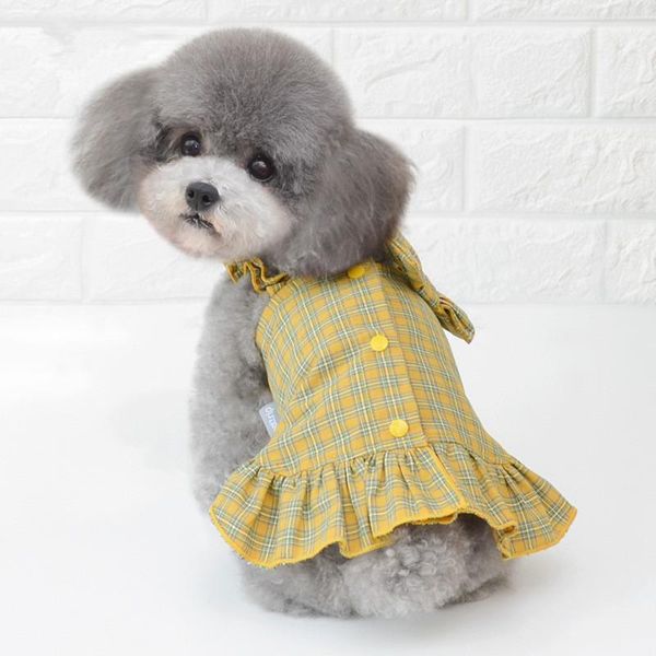 

dog apparel skirt pet clothes with big bow decor small spring and summer yellow red colors s-xxl sizes dress