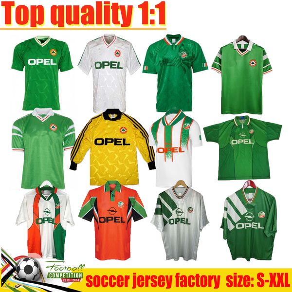 

90 irish goalkeeper yellow retro soccer jersey 1990 1992 1994 1995 1996 fai mcgrath keane 93 94 world cup classic vintage townsend staunton, Black;yellow