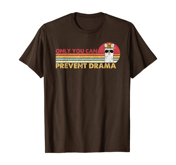 

only you can prevent drama vintage llama gift t-shirt, White;black