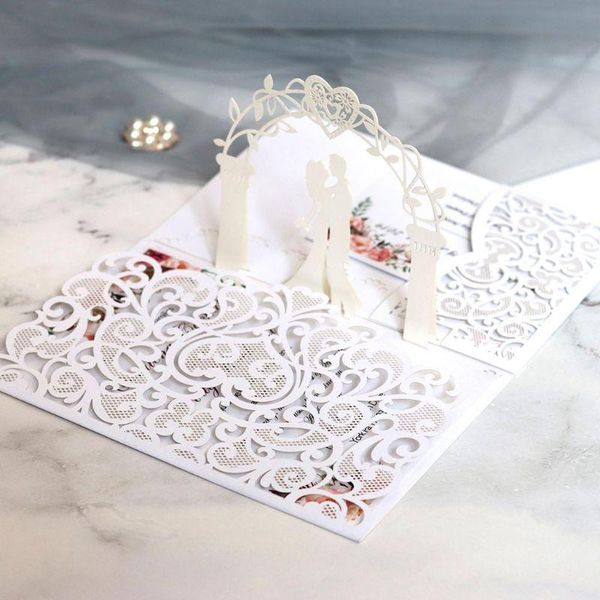 

greeting cards 10pcs laser cut hollow heart shape wedding invitations card engagement party supplies jy14 21 drop