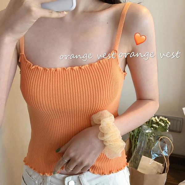 

women's tanks & camis summer women crop solid knitted vest sleeveless 1, White