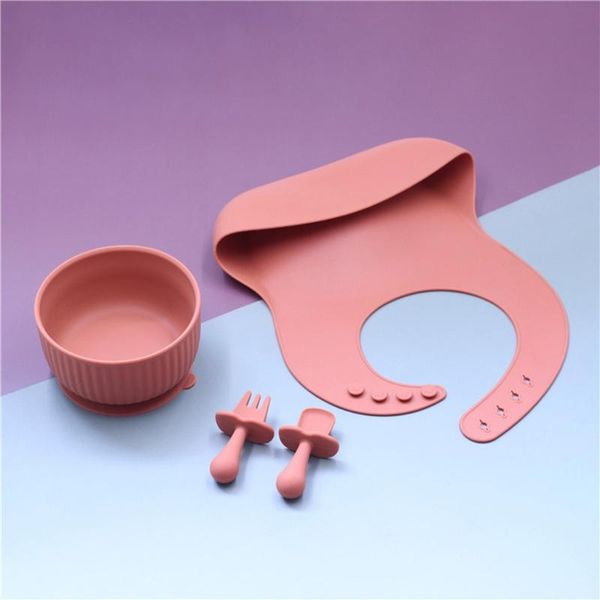 

bibs & burp cloths k3ne 4pcs baby feeding set grade silicone bib fork soft spoon bowl plate