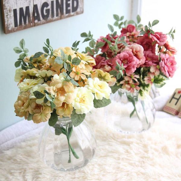 

fake flowers hybrid rose camellia diy party decoration silk artificial bouquet wedding festival supplies home decor decorative & wreaths