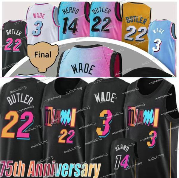 

tyler 14 herro jimmy 22 butler kyle 7 lowry basketball jerseys bam adebayo jerseys dwyane dwayne 3 wade shirts 55 robinson shirt 75th annive, Black;red