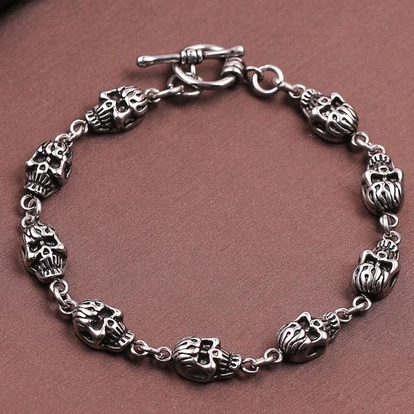 

link, chain fashion genuine leather punk skull man bracelets & bangles bracelet for jewelry with color protection, Black