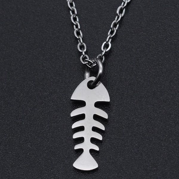 

pendant necklaces fish bone stainless steel charm necklace for women drop accept oem order dainty wholesale, Silver