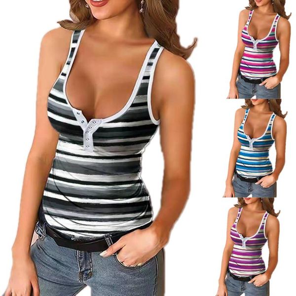 

women's tanks & camis summer 2021 women ladies short sleeve crop elegant striped bodycon bandage stretch vest sleeveless tee tunique fe, White