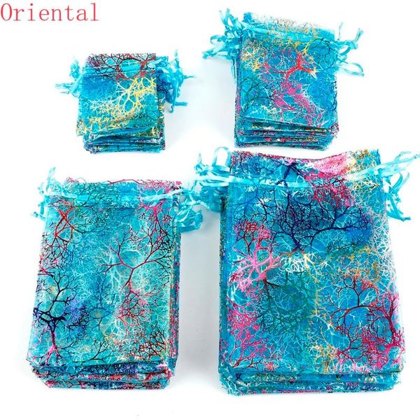 

50pcs/lot 7x9cm 9x12cm 10x15cm colorful organza bags jewelry packaging wedding favor gift drawstring pouches wrap