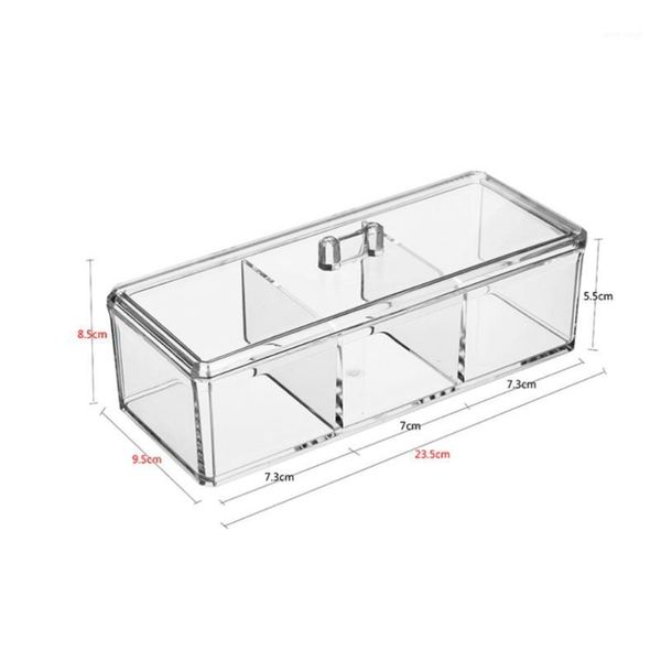 

storage bottles & jars 1 pc acrylic transparency box stackable 3 grids tea bag organizer kitchen sorting container with dustproof cover