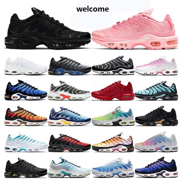

tn plus se running shoes men women triple black white hyper blue chaussures athletic mens trainer sports sneakers 36-46