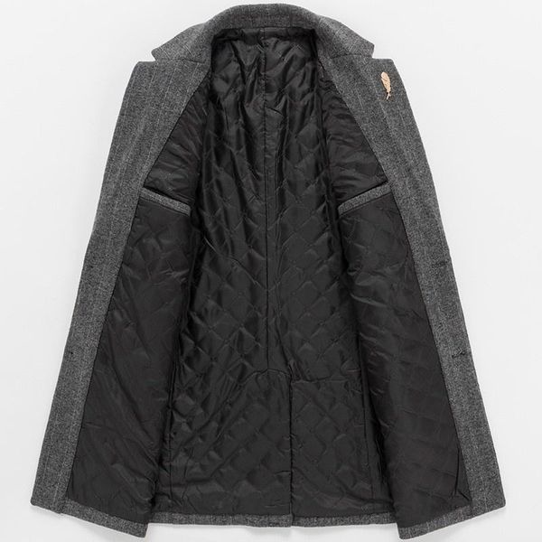 

men's wool & blends woolen mens coat winter slim fit thick warm padded business casual outerwear fashion windbreakers overcoat male, Black