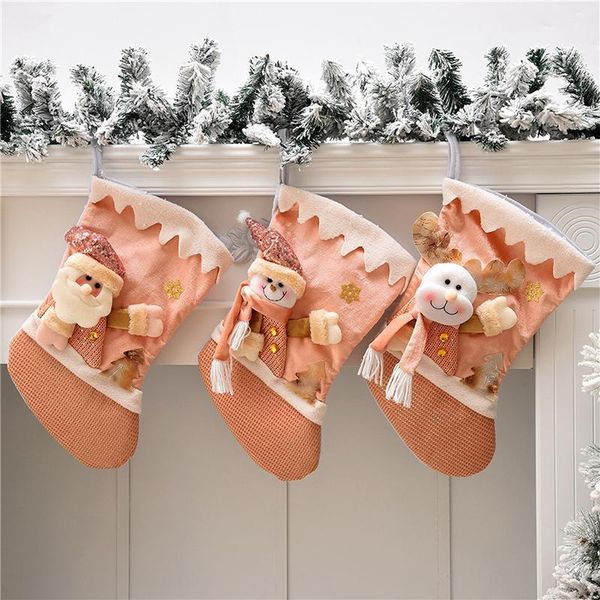 

christmas decorations fashion stockings classic 3d plush santa snowman reindeer hanging tree decoration