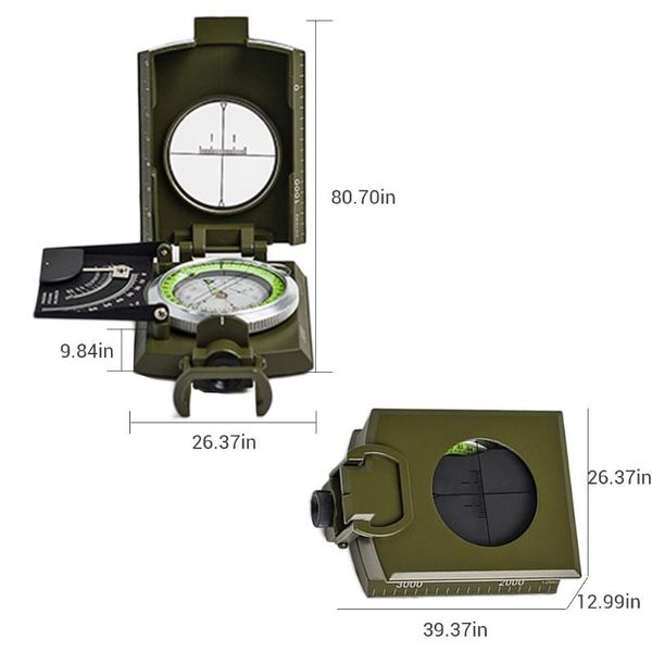 

portable multifunctional zinc alloy compass with inclinometer for camping hiking hunting outdoor gadgets