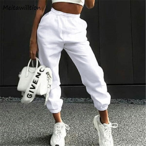 

women's pants & capris autumn winter wide leg harajuku sweatpants women high waist black trousers 2021 casual korean pant streetwear pl, Black;white