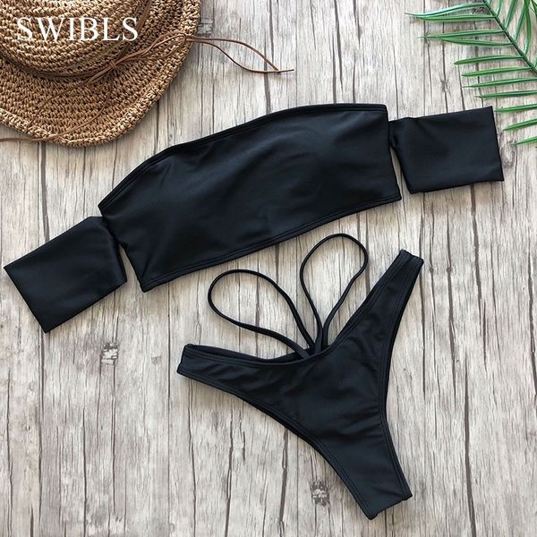 

women one shoulder bikini female bather high waist swimsuit brazilian bathing suit swimming woman swimwear 210318, White;black