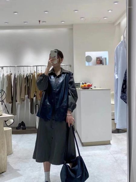 

women's trench coats windbreaker coat 2021 early autumn mid length temperament waist closing long sleeve jumpsuit, Tan;black